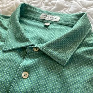 Peter Millar SS Jersey. Light Green-Purple-White Print. Size XL